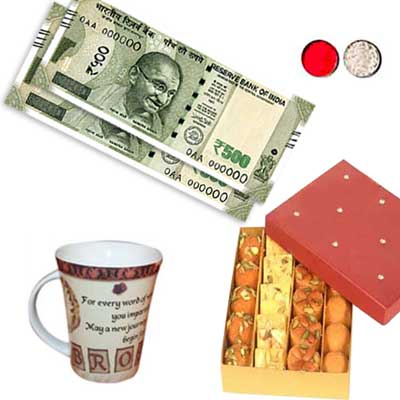 "Cash - Rs.1001 , Mug , Sweets - Click here to View more details about this Product